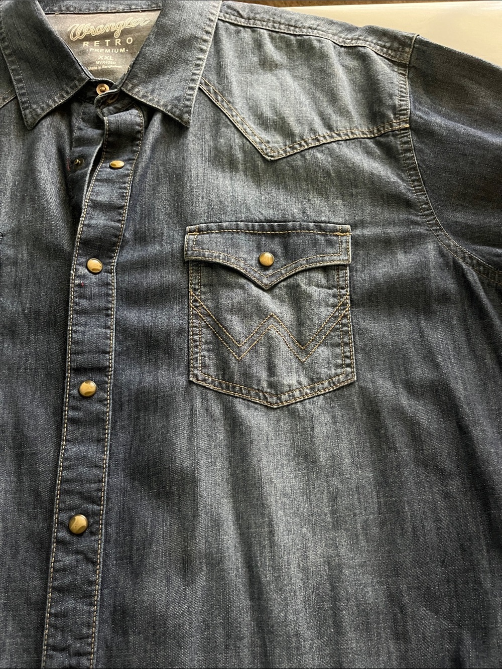 Wrangler Retro Premium Denim Long Sleeve Pearl Snap Shirt Size XXL - Picture 12 of 12